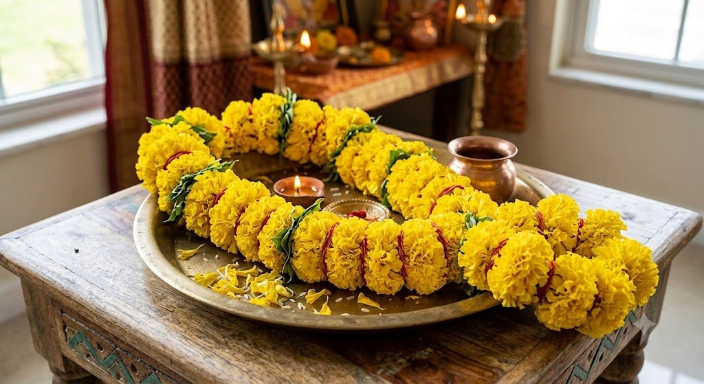 पीले फूलों की माला