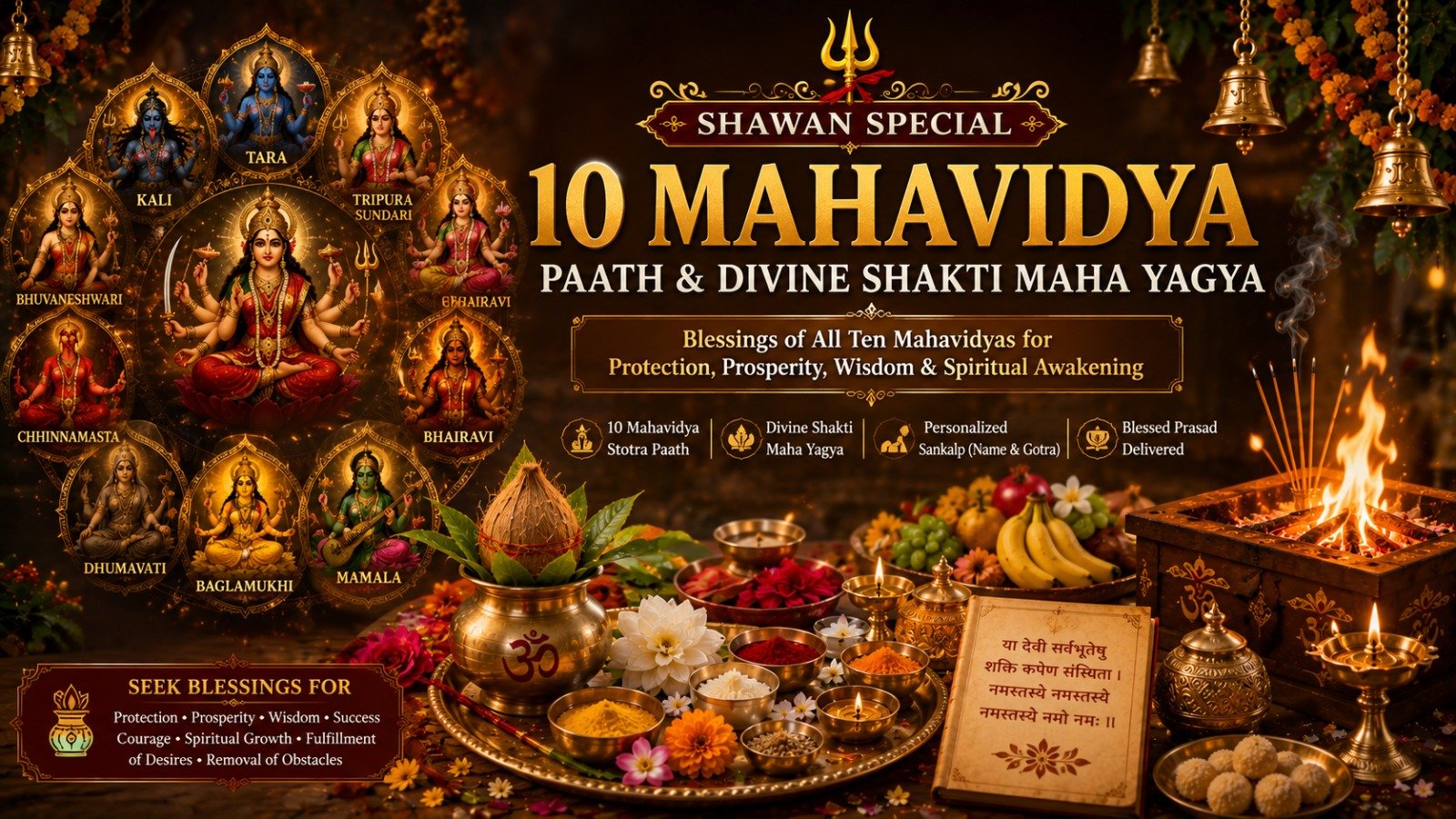 🌺 10 Mahavidya Paath & Divine Shakti Maha Yagya 🔱 Blessings of all Ten Mahavidyas for strength, wisdom, and spiritual growth.